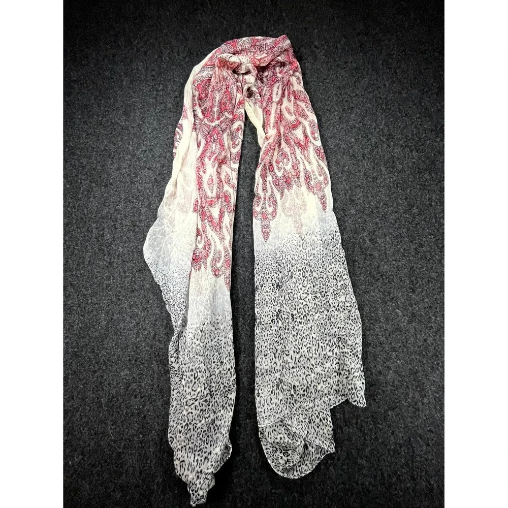 Womens Scarf 25''W 34''L Multicolor Silk Leopard Print Metallic Bohemian Classic